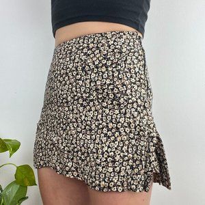 Vintage 90s Floral Mini Skirt / Skort - XS - POCKETS